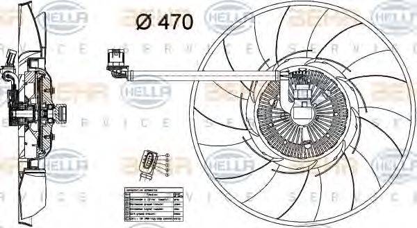 HELLA 8MV376734461 Вентилятор, охолодження двигуна