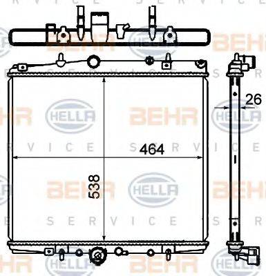 HELLA 8MK376735311 Радіатор, охолодження двигуна