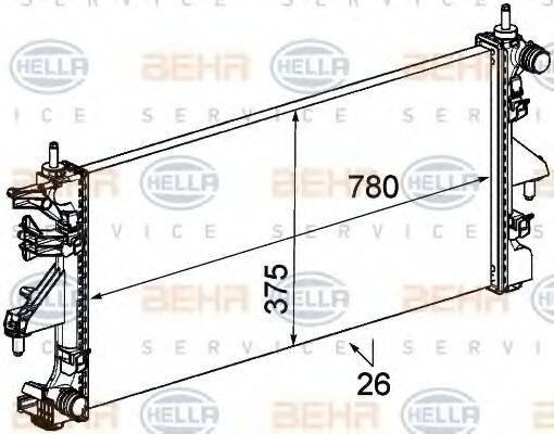 HELLA 8MK376745091 Радіатор, охолодження двигуна