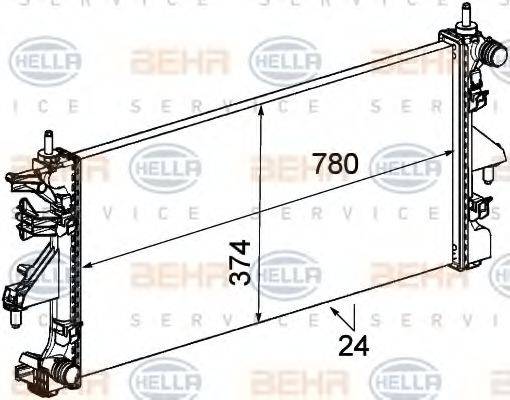 HELLA 8MK376745101 Радіатор, охолодження двигуна