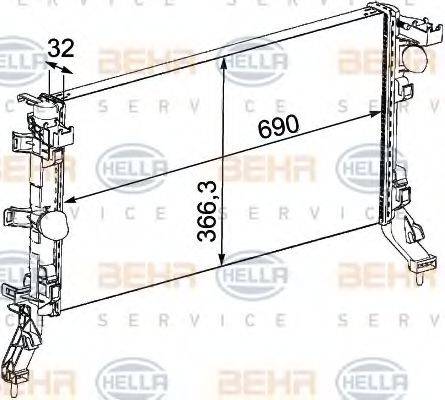 HELLA 8MK376745191 Радіатор, охолодження двигуна