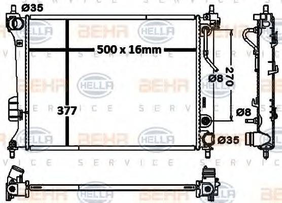 HELLA 8MK376750421 Радіатор, охолодження двигуна