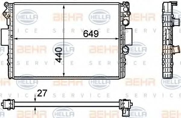 HELLA 8MK376754401 Радіатор, охолодження двигуна