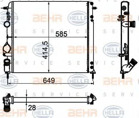 HELLA 8MK376755361 Радіатор, охолодження двигуна