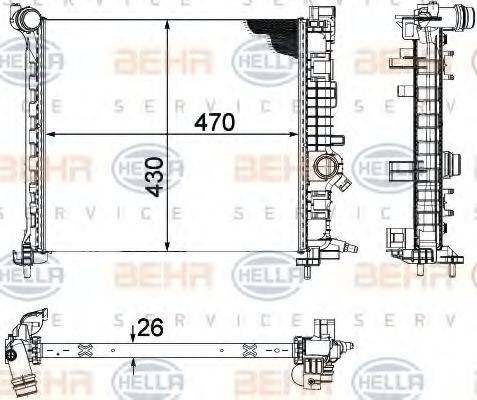 HELLA 8MK376756461 Радіатор, охолодження двигуна