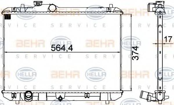 HELLA 8MK376756531 Радіатор, охолодження двигуна