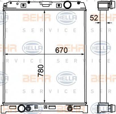 HELLA 8MK376758051 Радіатор, охолодження двигуна