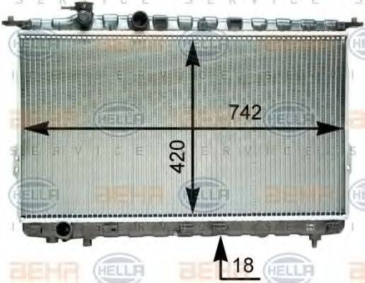 HELLA 8MK376762231 Радіатор, охолодження двигуна