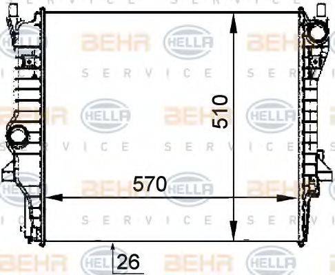 HELLA 8MK376764371 Радіатор, охолодження двигуна