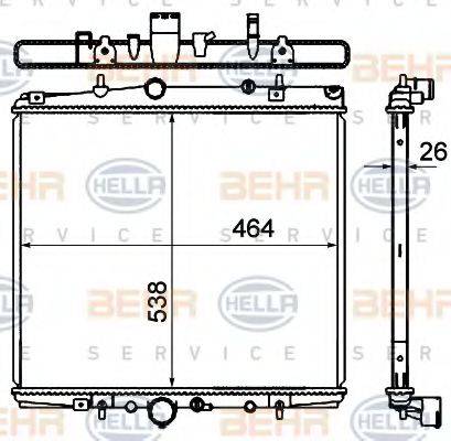 HELLA 8MK376767111 Радіатор, охолодження двигуна