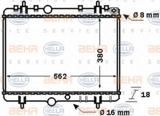 HELLA 8MK376771391 Радіатор, охолодження двигуна