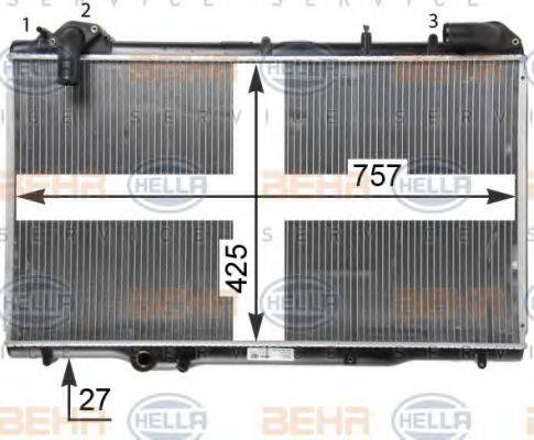 HELLA 8MK376771681 Радіатор, охолодження двигуна
