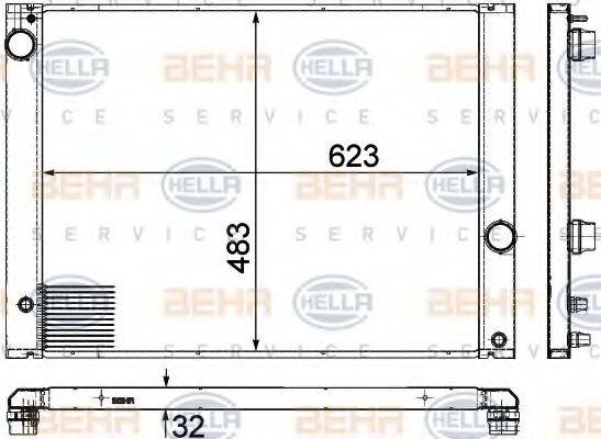 HELLA 8MK376780661 Радіатор, охолодження двигуна