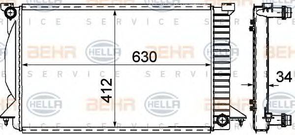 HELLA 8MK376781071 Радіатор, охолодження двигуна