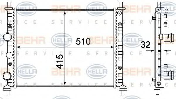 HELLA 8MK376781101 Радіатор, охолодження двигуна