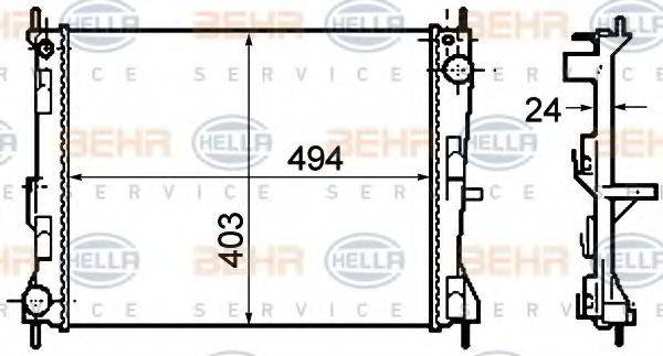 HELLA 8MK376781161 Радіатор, охолодження двигуна