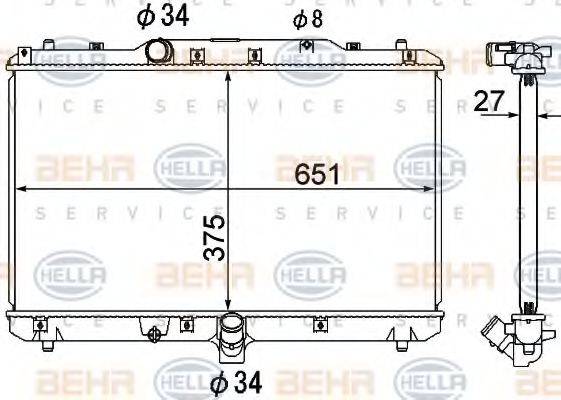 HELLA 8MK376790251 Радіатор, охолодження двигуна