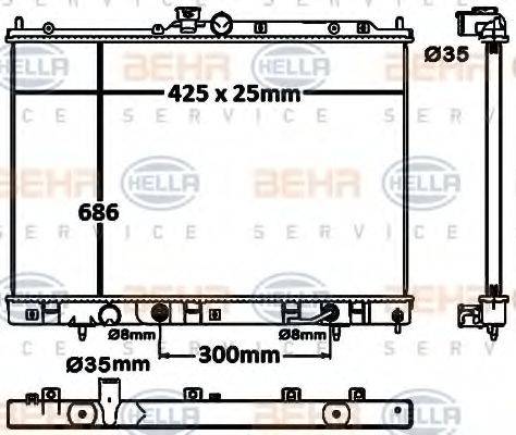 HELLA 8MK376790341 Радіатор, охолодження двигуна