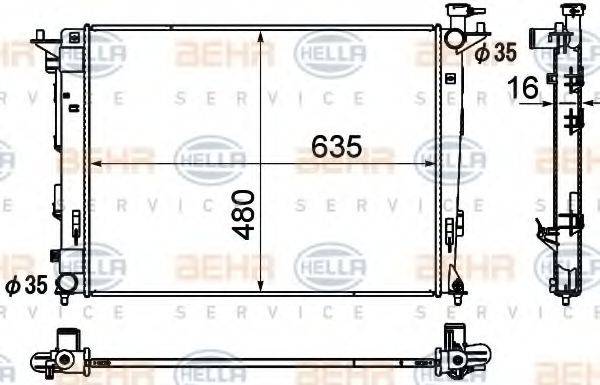 HELLA 8MK376790441 Радіатор, охолодження двигуна