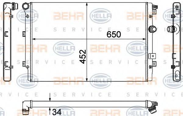 HELLA 8MK376901021 Радіатор, охолодження двигуна