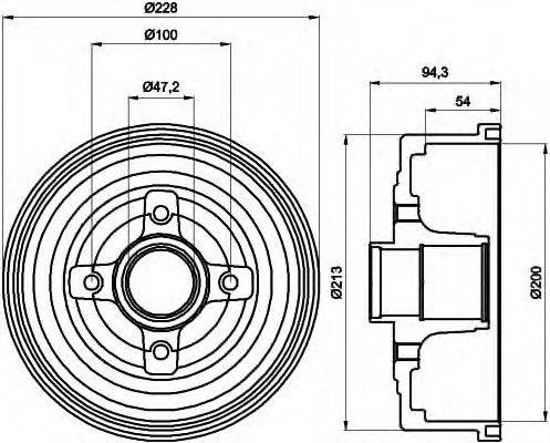 HELLA 8DT355300411 Гальмівний барабан