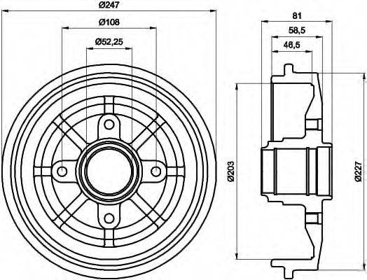 HELLA 8DT355300481 Гальмівний барабан