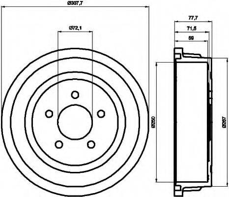 HELLA 8DT355300721 Гальмівний барабан