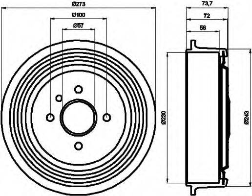 HELLA 8DT355300951 Гальмівний барабан