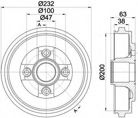 HELLA 8DT355301031 Гальмівний барабан