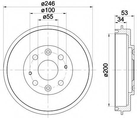 HELLA 8DT355301441 Гальмівний барабан