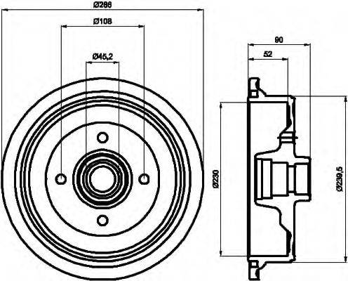 HELLA 8DT355301681 Гальмівний барабан