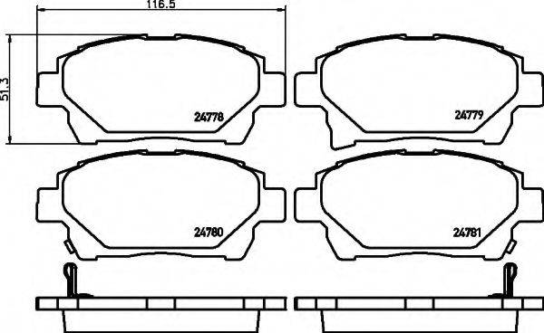 HELLA 8DB355014601 Комплект гальмівних колодок, дискове гальмо