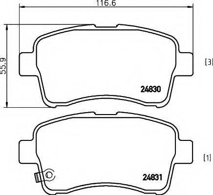 HELLA 8DB355014761 Комплект гальмівних колодок, дискове гальмо