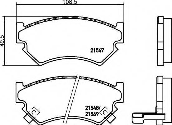 HELLA 8DB355016321 Комплект гальмівних колодок, дискове гальмо