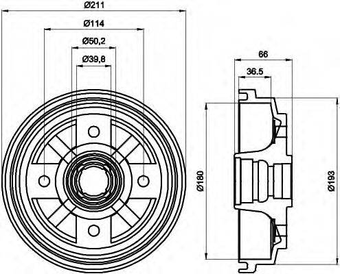 HELLA 8DT355302011 Гальмівний барабан