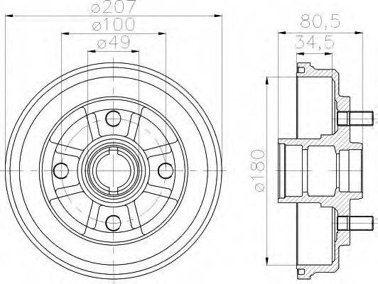 HELLA 8DT355302061 Гальмівний барабан