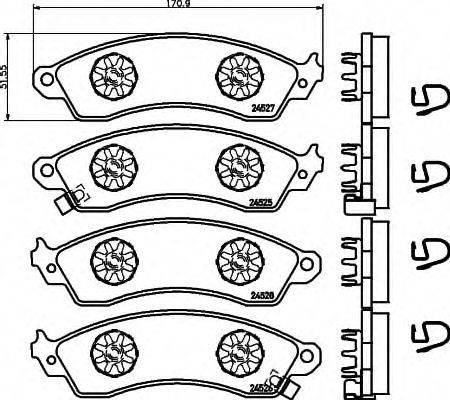 HELLA 8DB355021031 Комплект гальмівних колодок, дискове гальмо