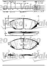 VALEO 601291 Комплект гальмівних колодок, дискове гальмо