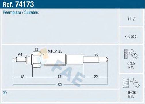 FAE 74173 Свічка розжарювання