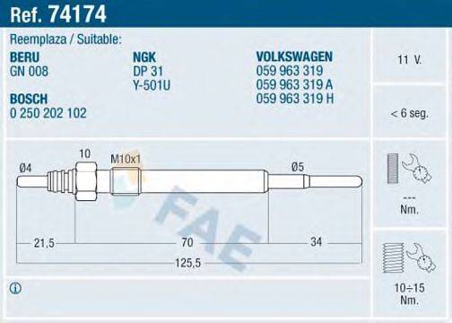 FAE 74174 Свічка розжарювання