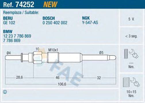 FAE 74252 Свічка розжарювання