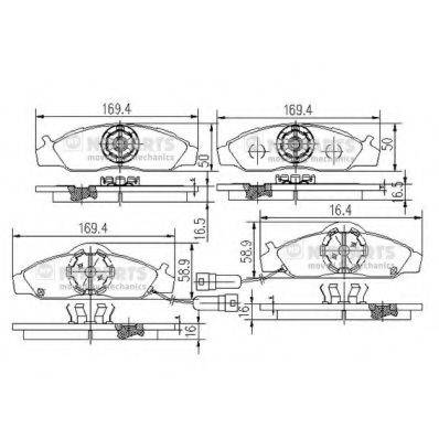 NIPPARTS J3600400 Комплект гальмівних колодок, дискове гальмо