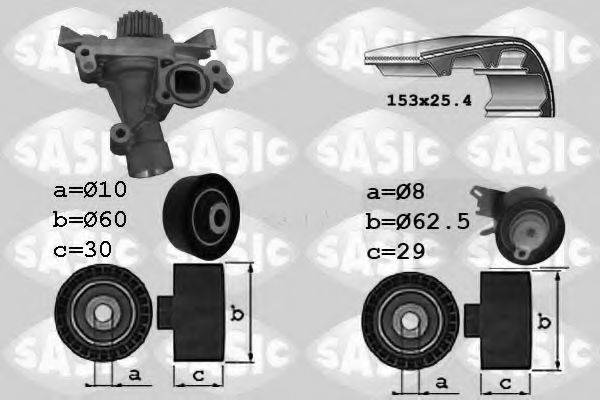 SASIC 3900028 Водяний насос + комплект зубчастого ременя