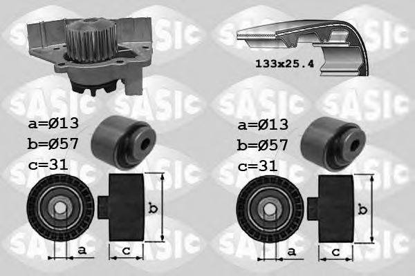 SASIC 3900030 Водяний насос + комплект зубчастого ременя