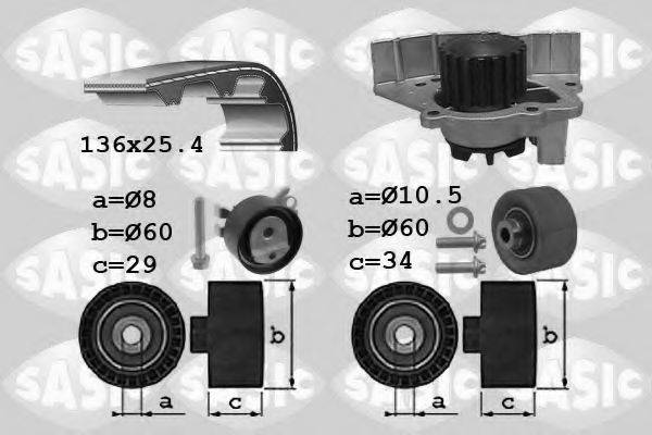 SASIC 3900034 Водяний насос + комплект зубчастого ременя