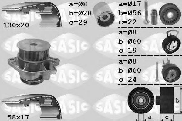 SASIC 3906060 Водяний насос + комплект зубчастого ременя