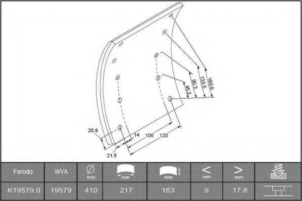 ABEX B2093167 Комплект гальмівних черевиків, барабанні гальма