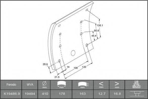 ABEX B2202970 Комплект гальмівних черевиків, барабанні гальма