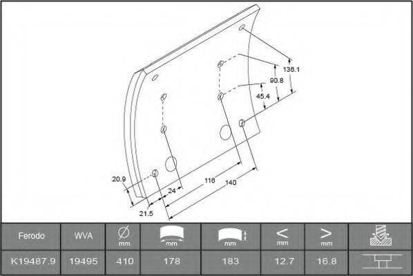 ABEX B2203925 Комплект гальмівних черевиків, барабанні гальма