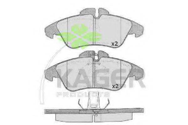 KAGER 350102 Комплект гальмівних колодок, дискове гальмо